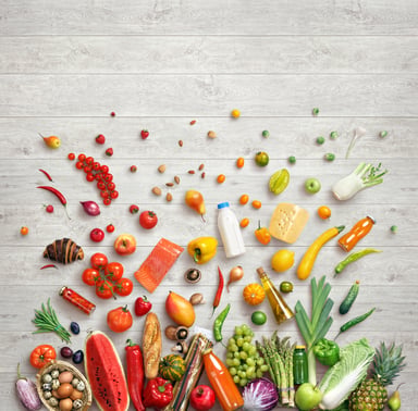 Grocery Industry Produce Spilling Out onto Table