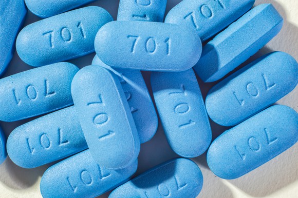 A pile of Gilead Sciences' Truvada pills.