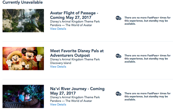 Screenshot of Disney showing FastPass already sold out 30 days in advance for passholders.