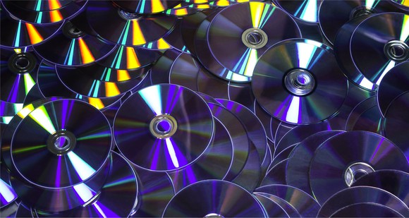 A pile of optical discs.