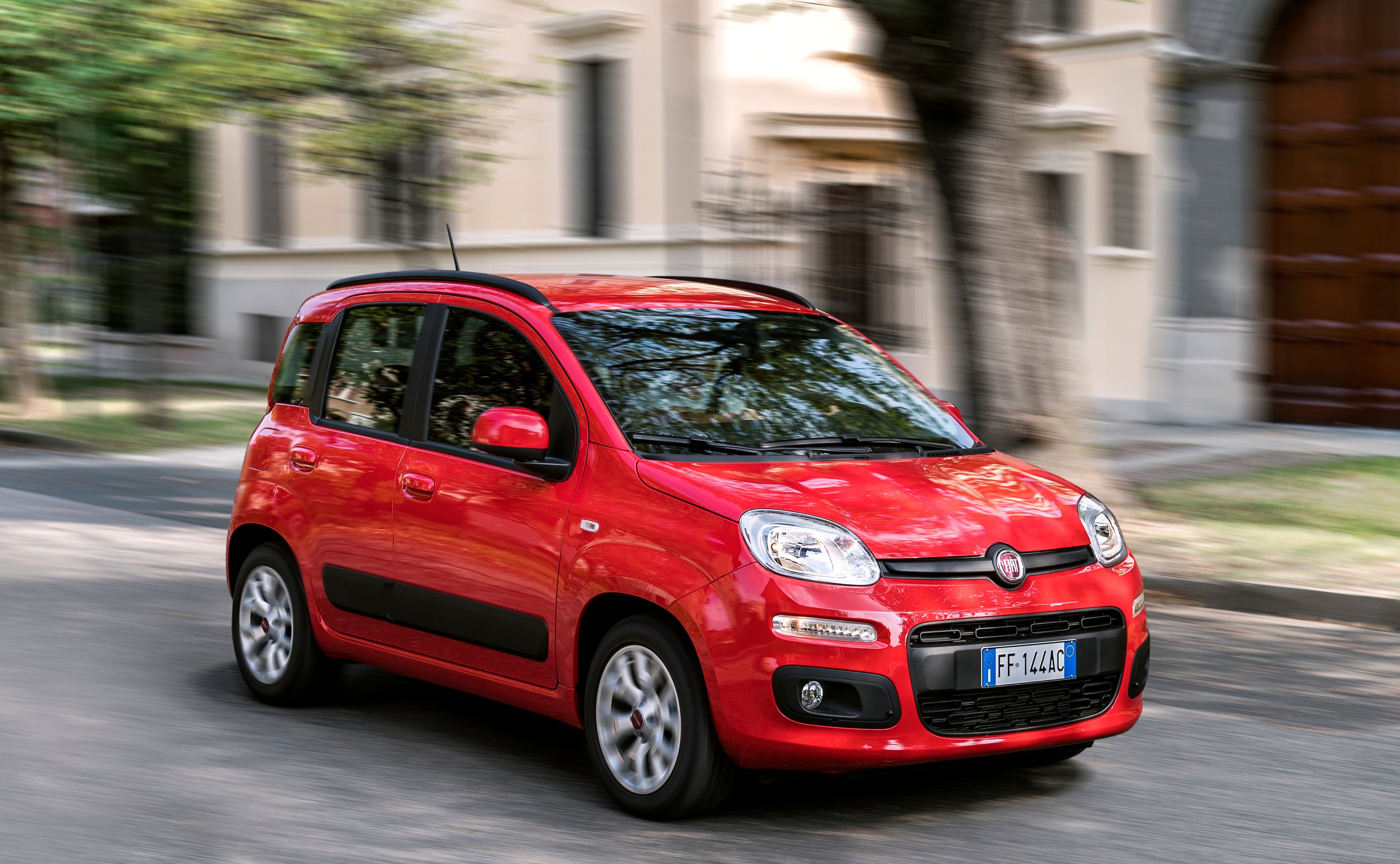 A red Fiat Panda.