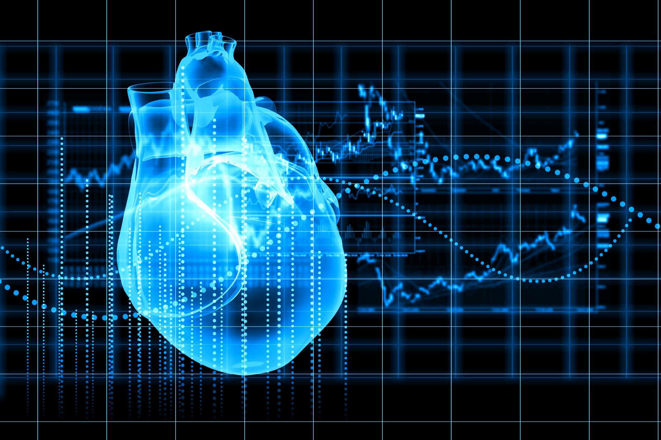 Digital image of heart and cardiogram
