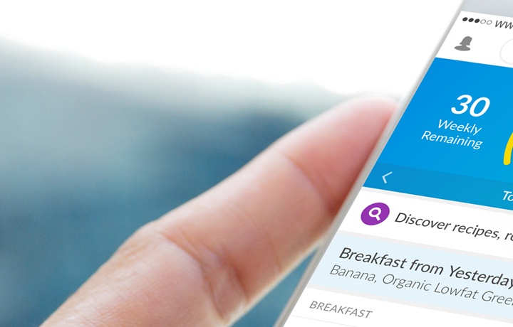 A smartphone showing the Weight Watchers app.
