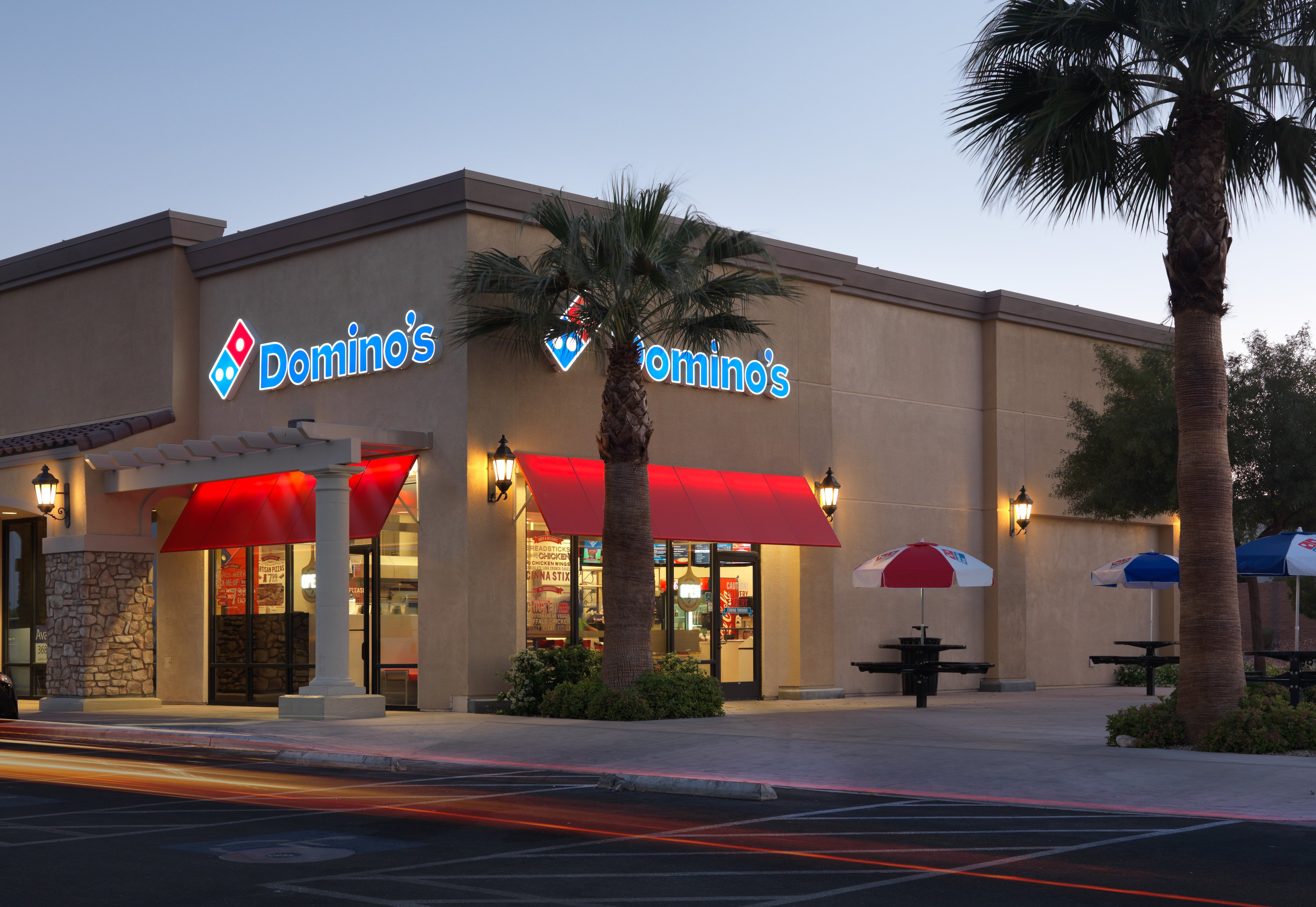 The front of a Domino's store.