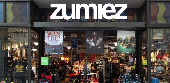 A Zumiez store front.