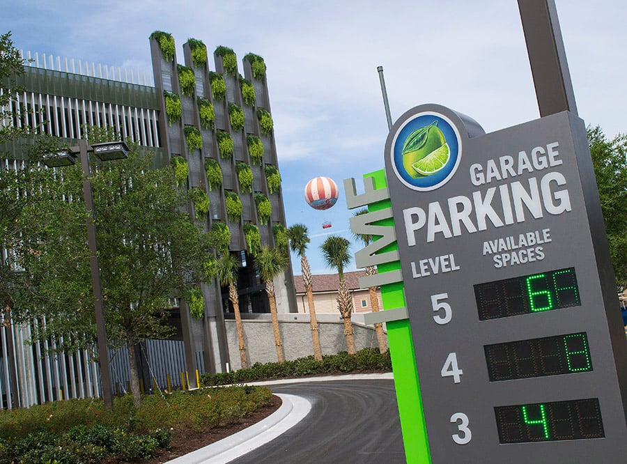The Lime parking garage at Disney Springs in Disney World