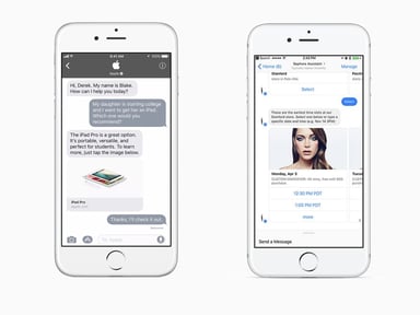 AAPL business chat vs FB messenger business