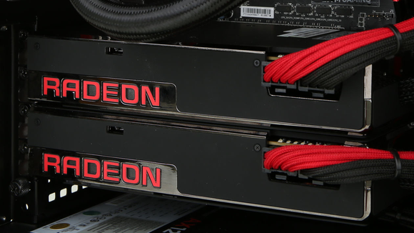 Two AMD Radeon graphics cards.