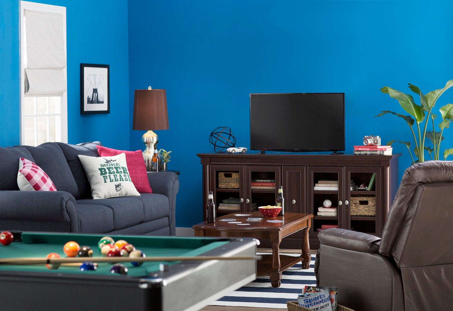 Game room decorated with Wayfair goods