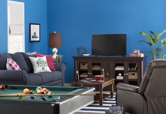 Game room decorated with Wayfair goods