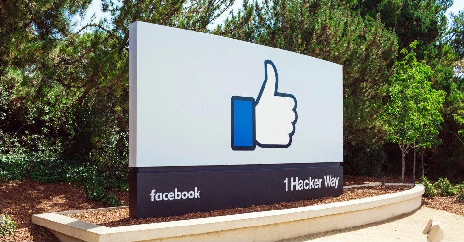 Facebook's sign in front of its headquarters.
