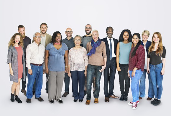 Diverse group of people of various ages and ethnicities.