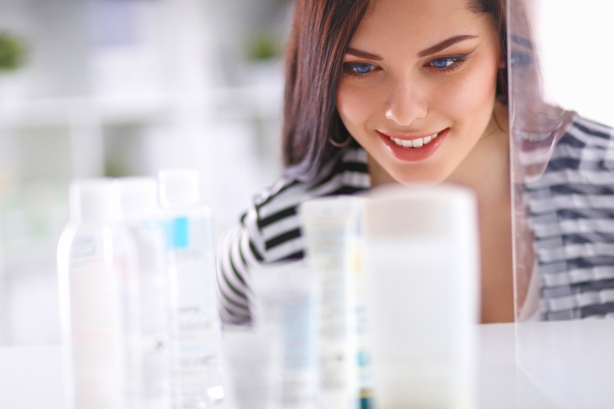 A woman shops for beauty products.