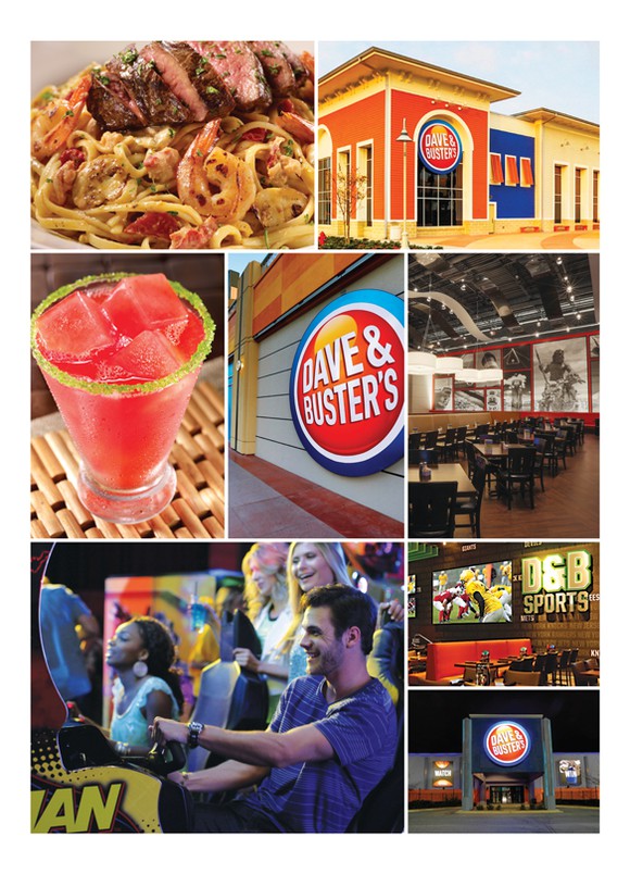 A collection of food, drink and gaming images from Dave & Buster's