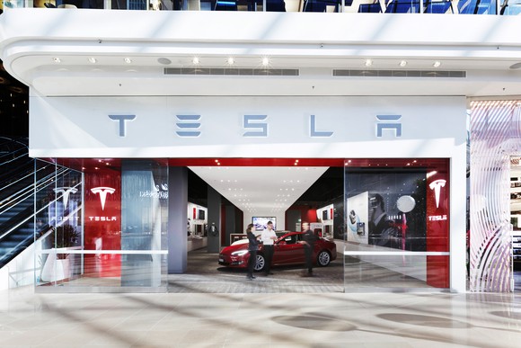 Front of a Tesla store