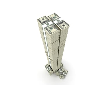 Tall stacks of money