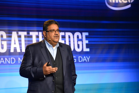 Intel executive Murthy Renduchintala at the company's Technology and Manufacturing Day.