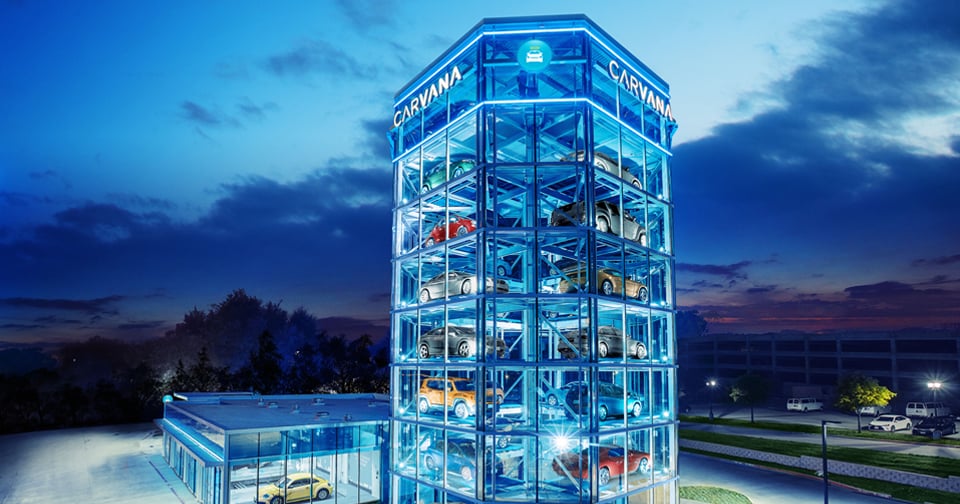 Carvana's vending machine tower.