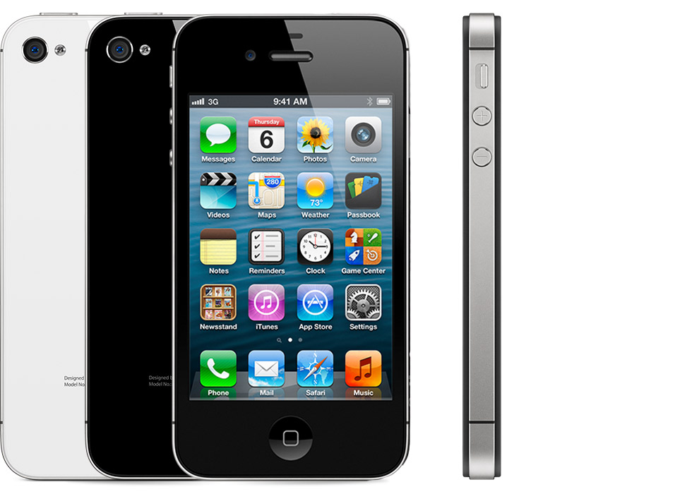 iPhone 4s front, back, and profile view