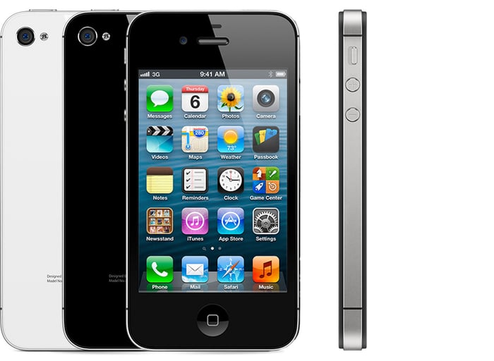 iPhone 4s front, back, and profile view