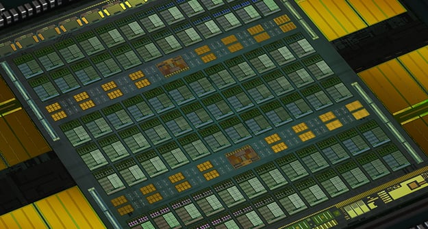 Picture of NVIDIA's Volta graphic processing unit.