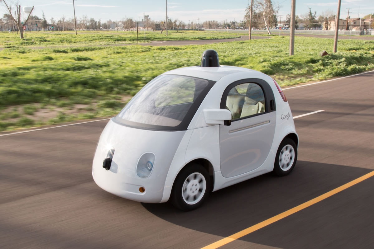 A self-driving "panda" test vehicle built for Google's Self-Driving Car Project in 2014