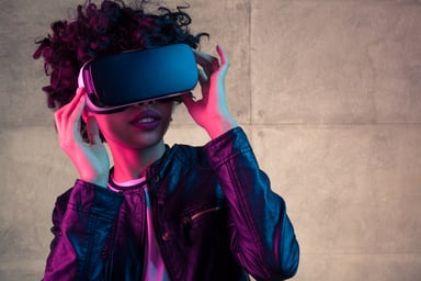 Woman with VR Headset On
