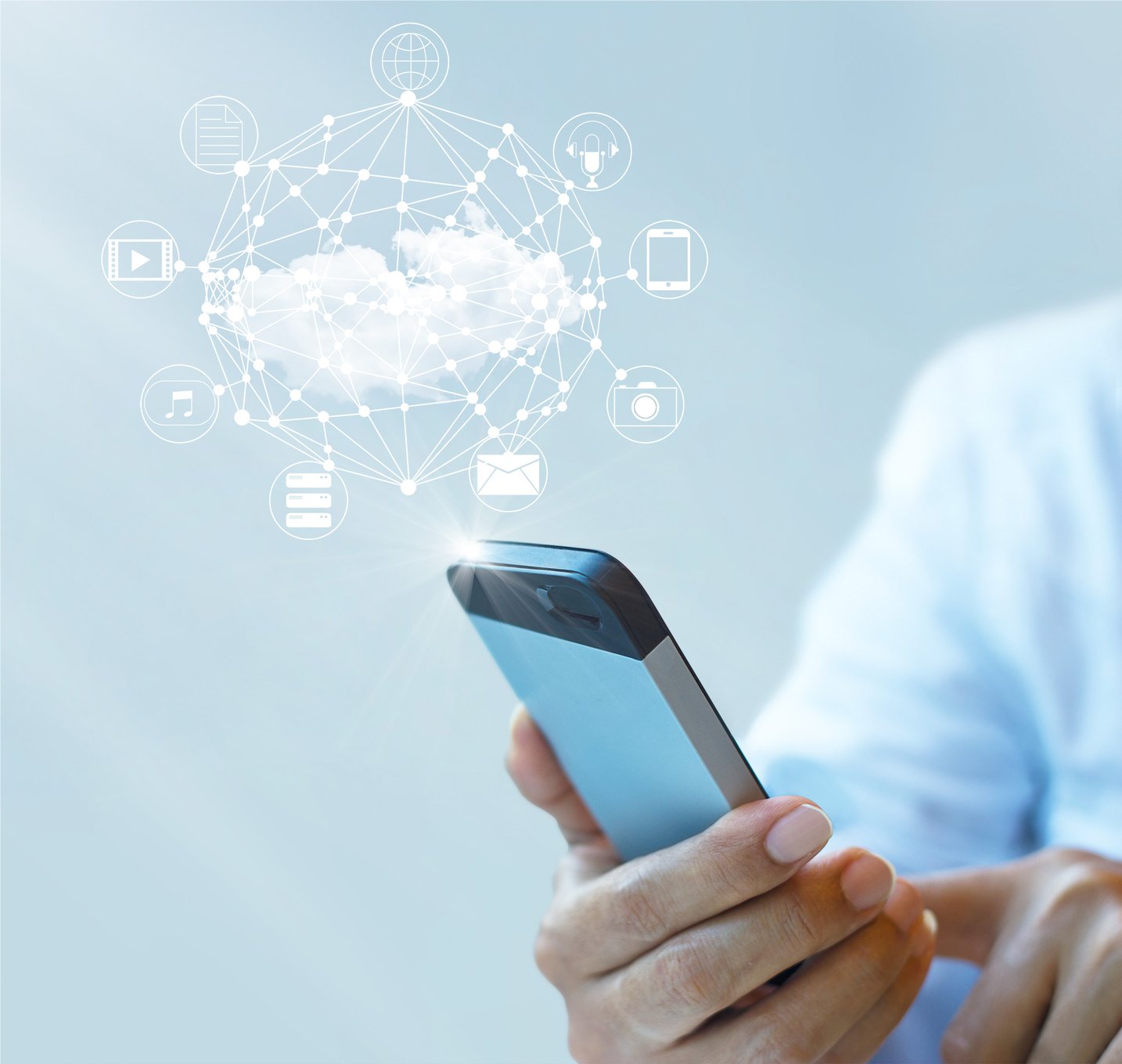 A visual representation of cloud and mobile connectivity.