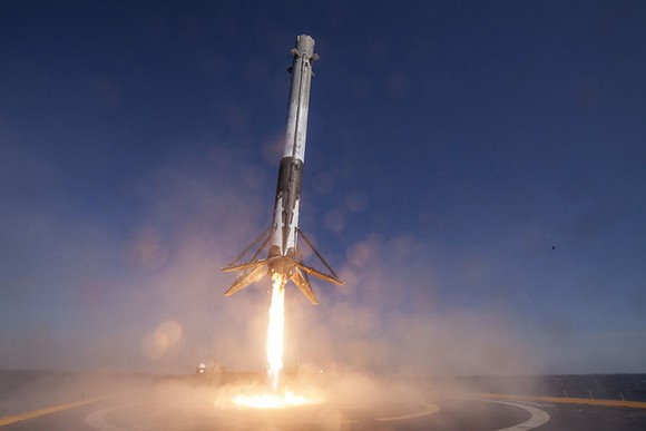 First Falcon 9 re-flight, landing on a droneship.