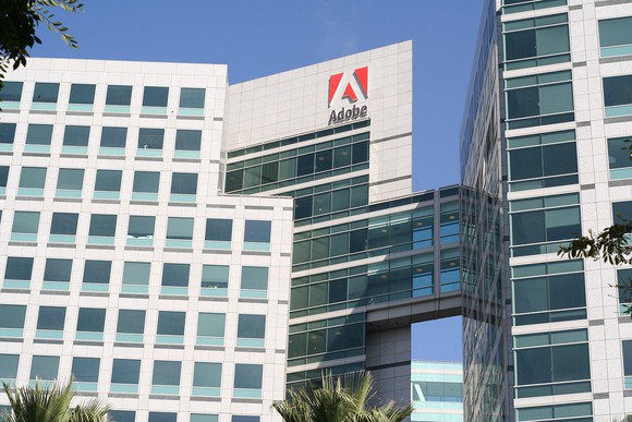 The exterior of the Adobe headquarters office.