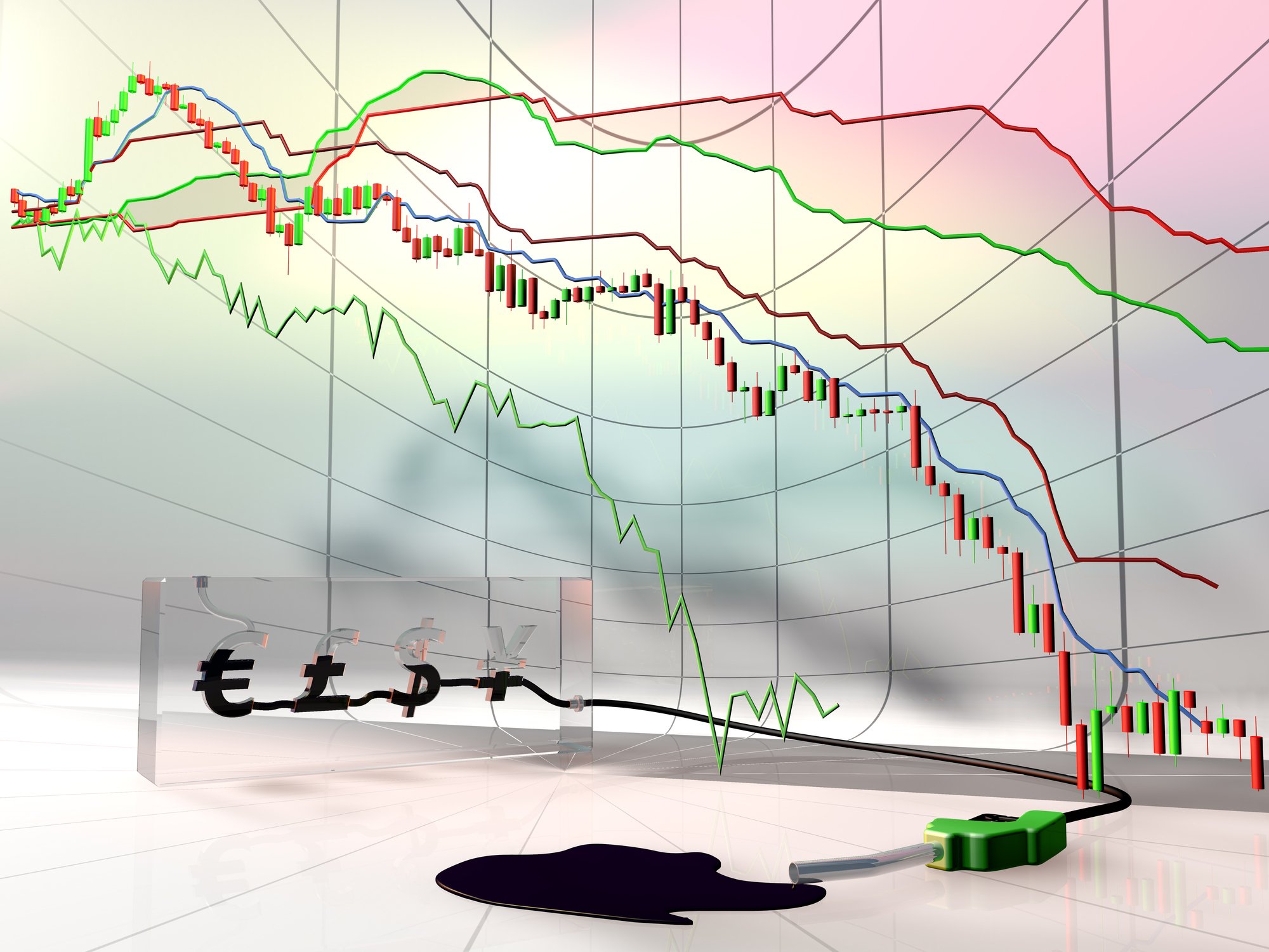 Downward graph with spilled oil