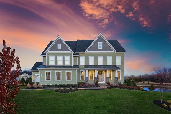 The front view of a home built by NVR.