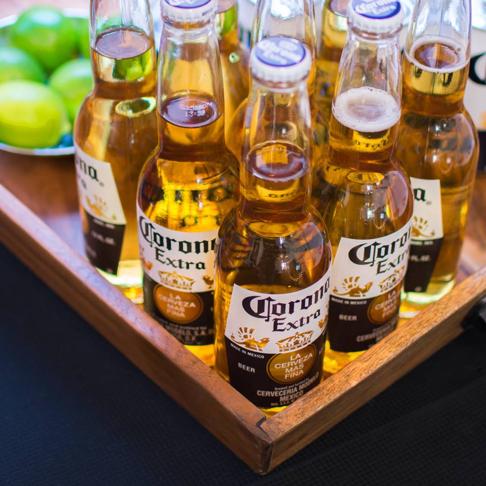 Corona beer bottles.