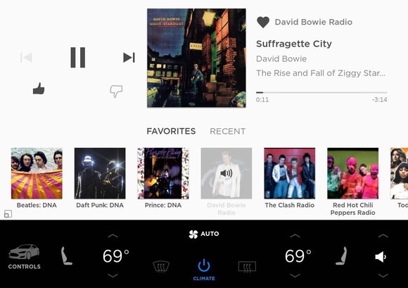 Music interface in a Tesla