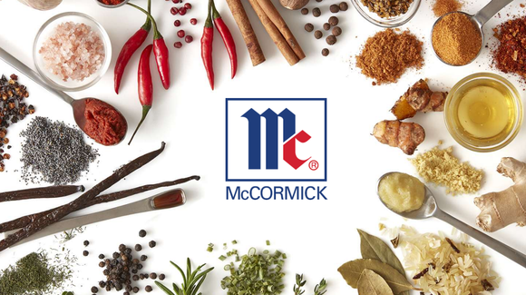 Ingredients for spices and herbs around McCormick logo.