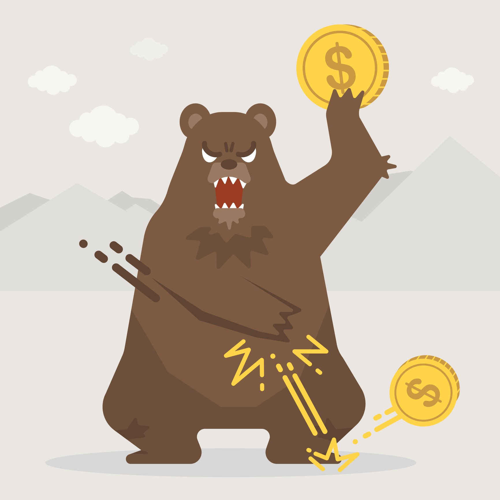 An angry cartoon bear