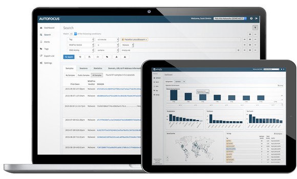 Picture featuring two of Palo Alto's interfaces.