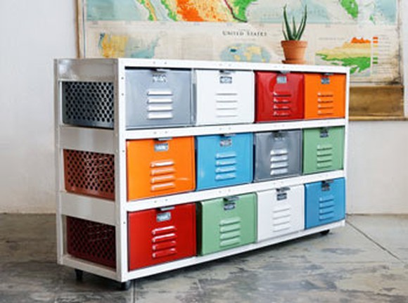 A handmade dresser on Etsy's website made of recycled filing cabinets.
