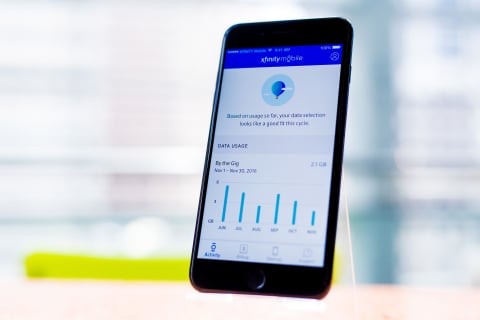 A smartphone running on Comcast's Xfinity Mobile service.