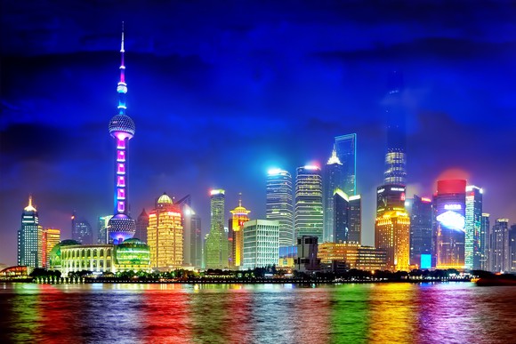The skyline of Shanghai, China.
