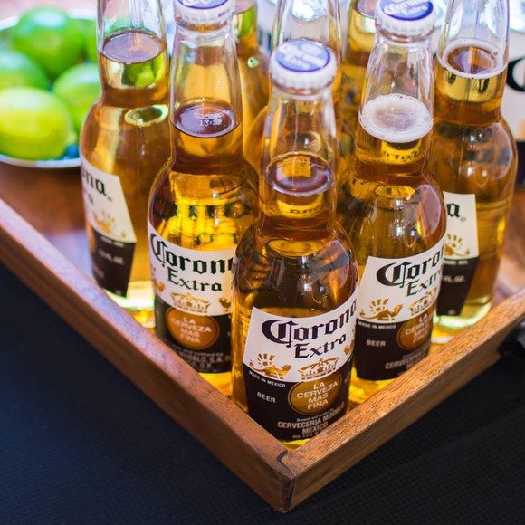 Corona beer bottles.