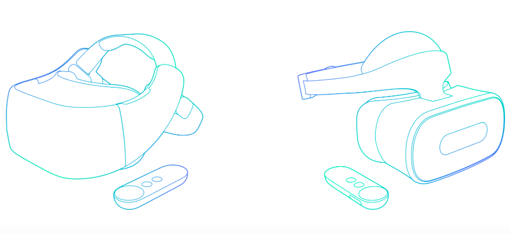 Image outlines of Google VR headsets.