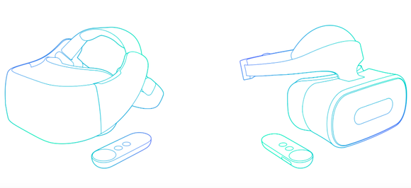 Image outlines of Google VR headsets.
