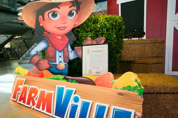 A character from Zynga's "Farmville".