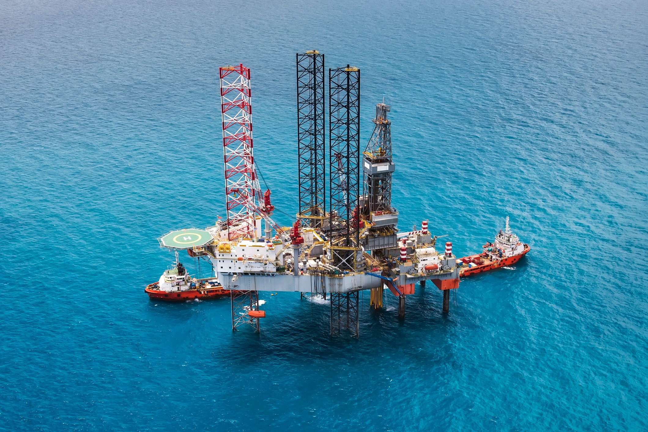 An offshore oil platform.