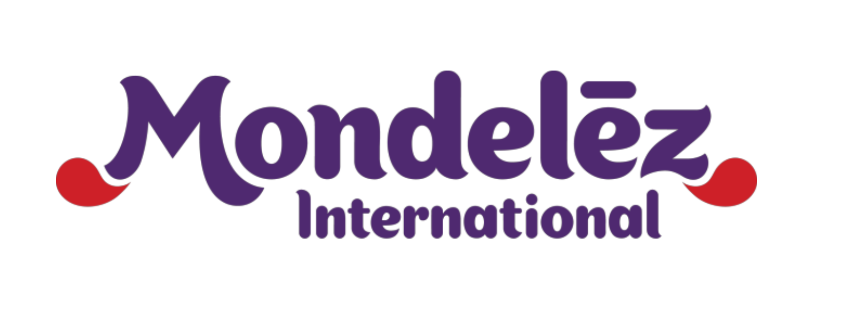 Mondelez International corporate logo with title of company written purple against a white background.