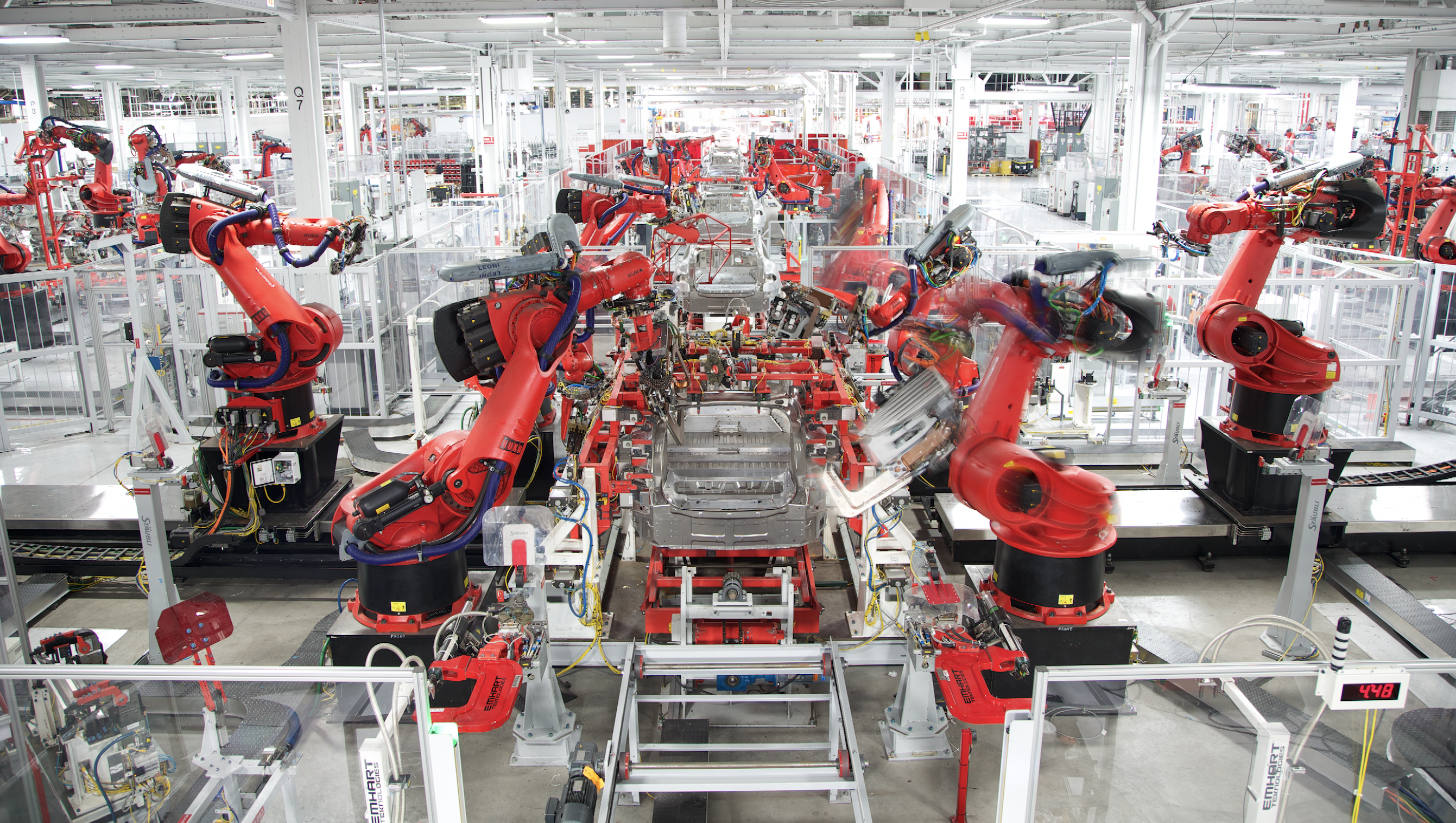 Vehicles being produced at Tesla's Fremont factory