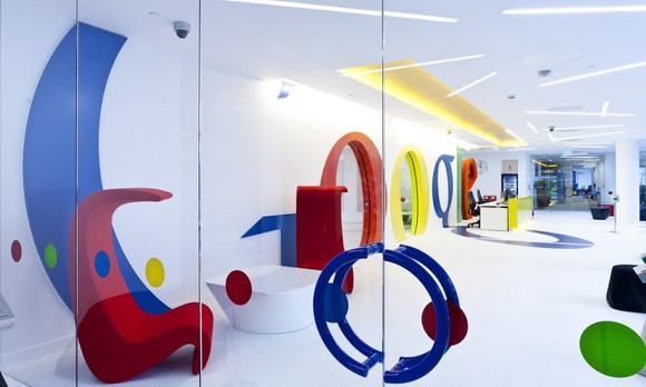 The Google logo at its London office.