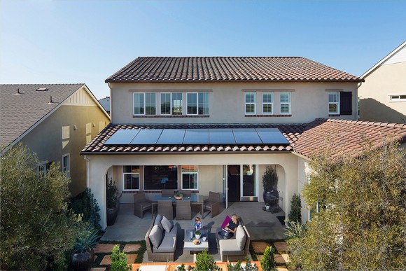 Solar panels on a residential rooftop.