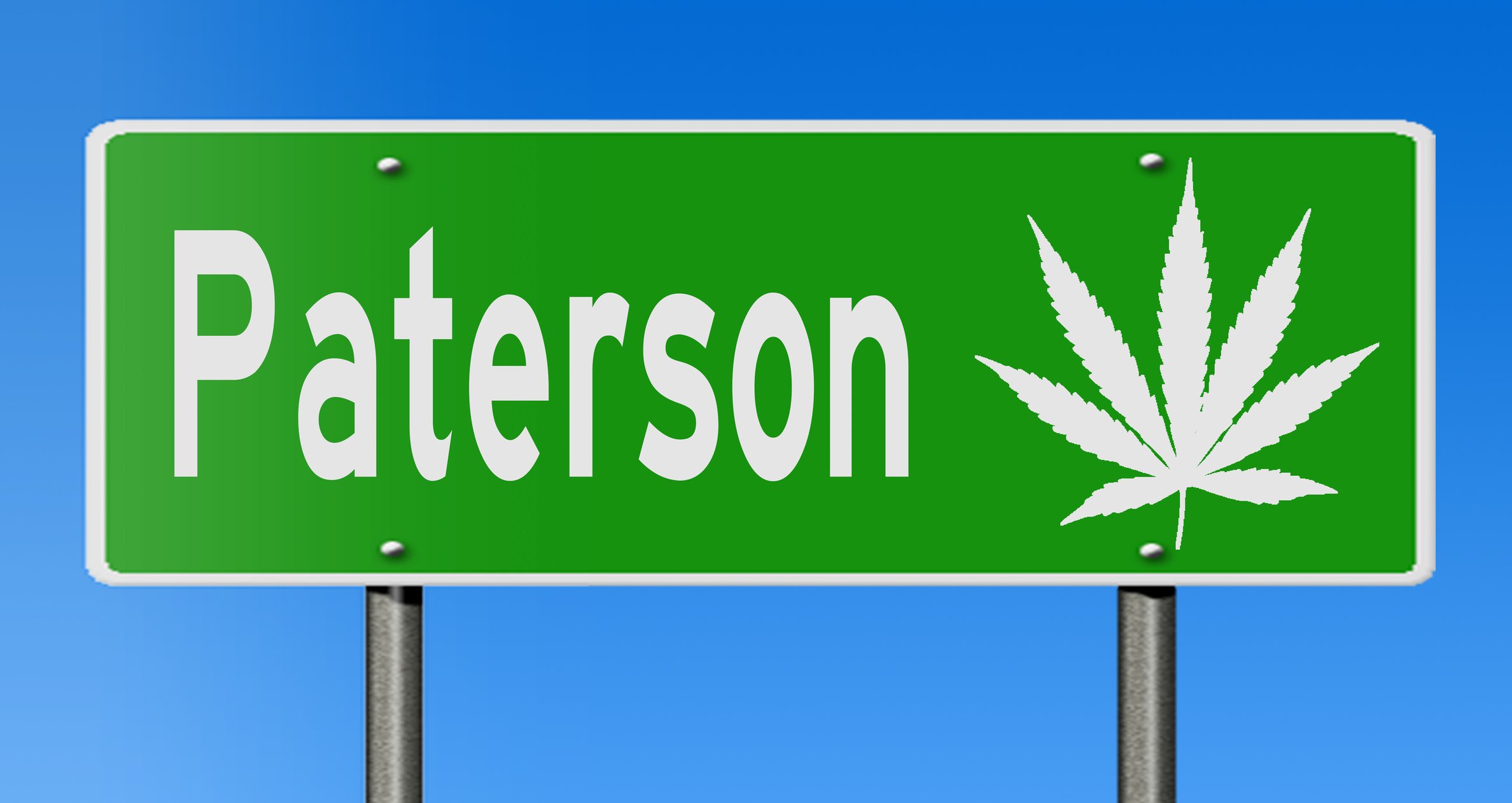 Paterson, NJ sign with marijuana leaf
